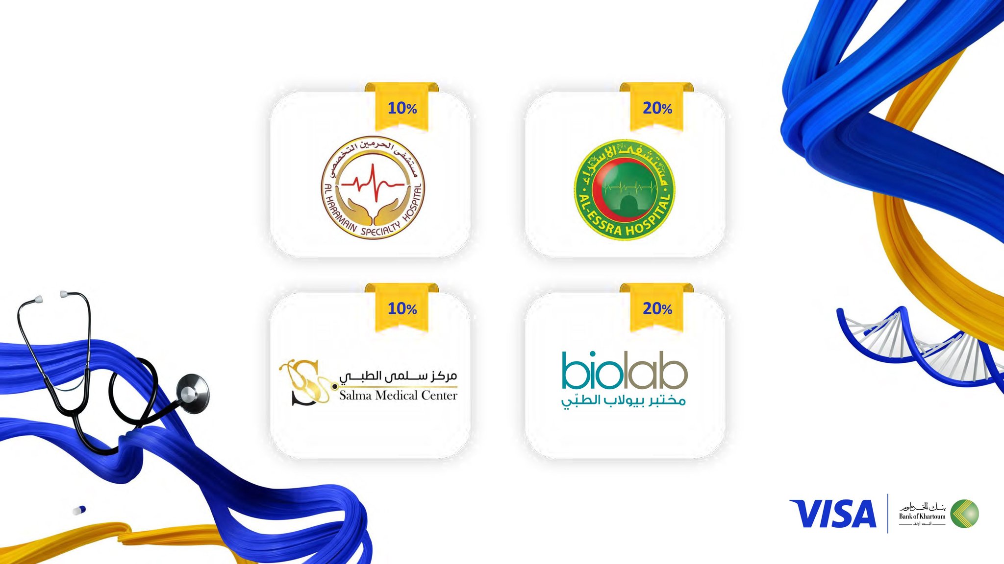 خصومات مميزة على الخدمات الطبية في الأردن لحاملي بطاقة فيزا من بنك الخرطوم